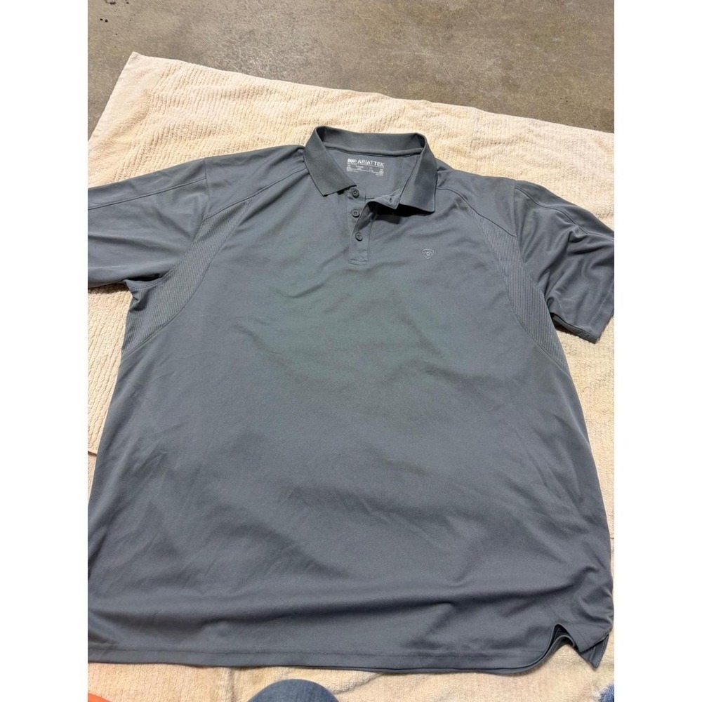 Ariat Mens AriatTEK Performance Polo Shirt XXL Gray Short Sleeve Athletic Top